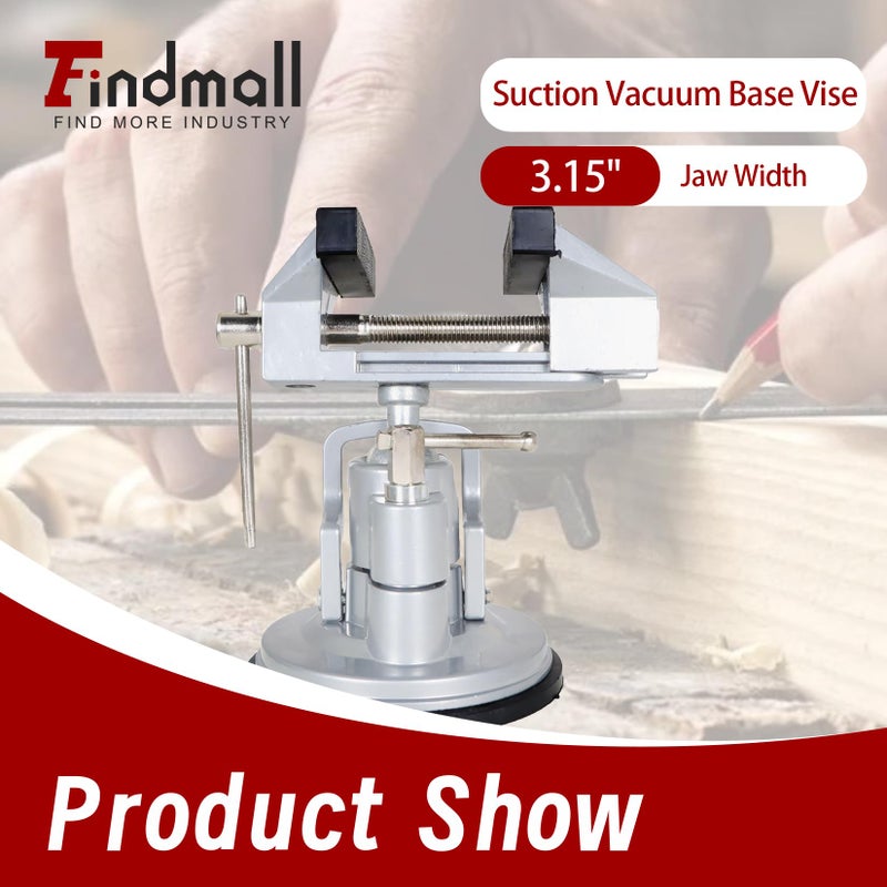 findmall Suction Vacuum Base Vise Portable Base Vise 3.15" Jaw Width Pivots Multi-Angle Rotate 360Â° Fit for Various Smooth Work Surfaces - Image 2